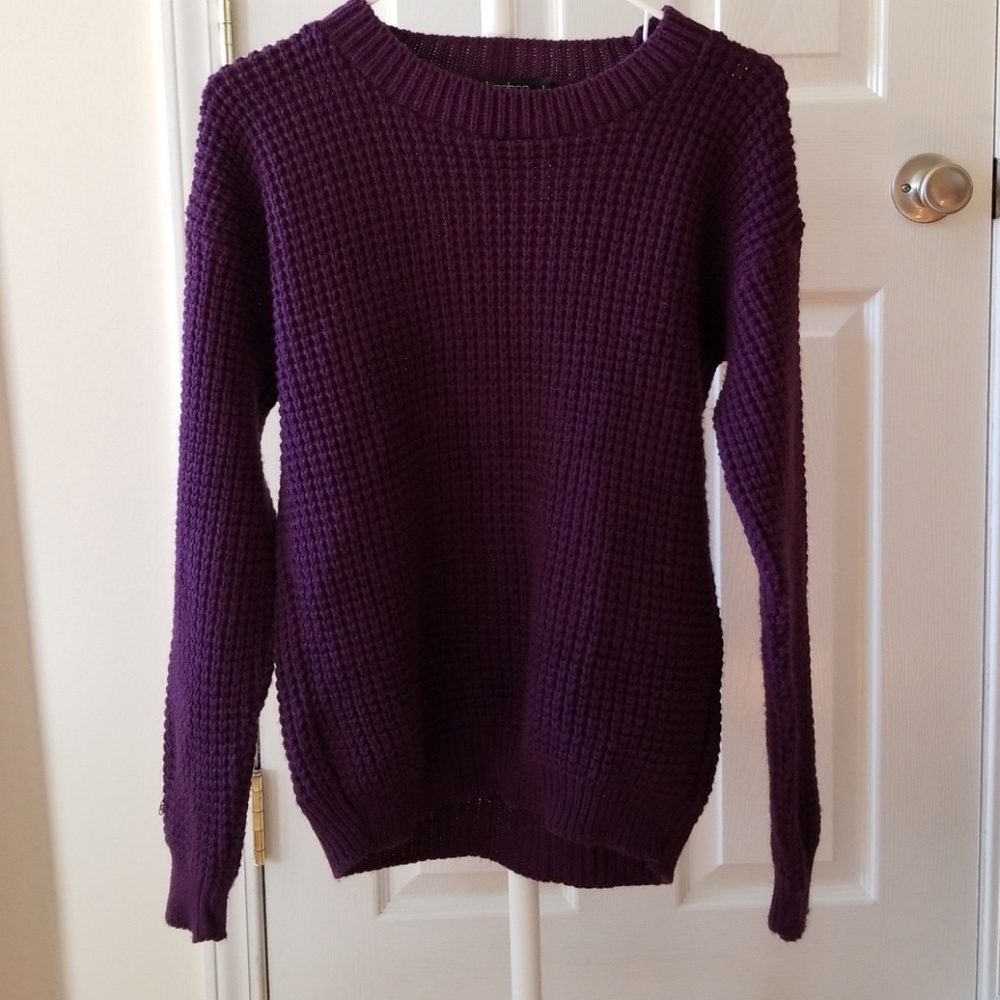 Boohoo Purple Waffle Knit Sweater